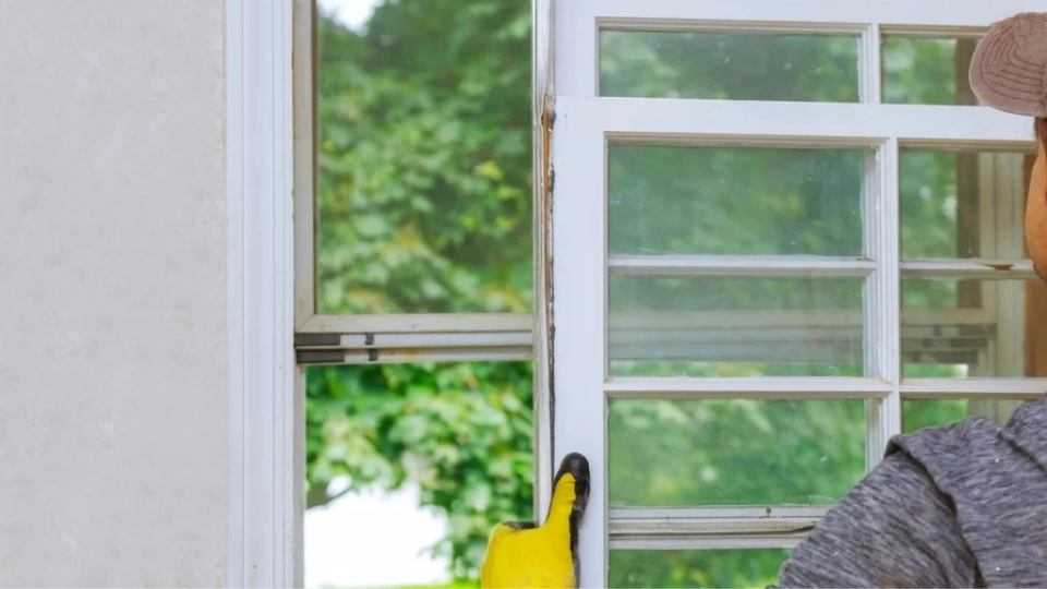 A Windows Repair Brussels technician performing a professional window repair on a home in Brussels
