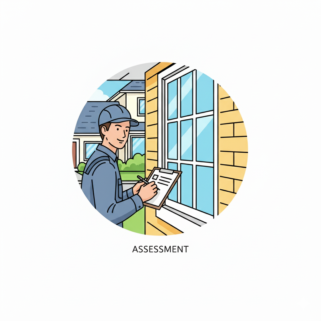 technicien inspecting windows and doors